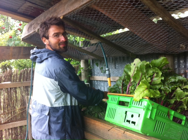 20 January 2011 à 15h28 - Alex nettoie les légumes pour les empaqueter.